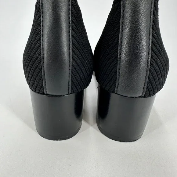 Everlane The Glove Boot in Black size 7.5 Women's Stretch Rib Knit Ankle Bootie - Picture 6 of 7